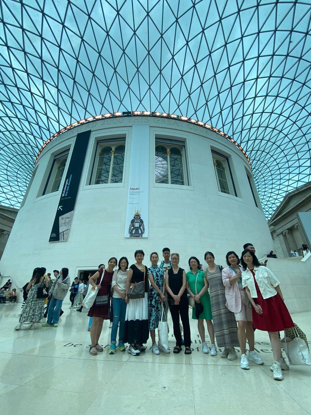 A tour group in the Great Court of the British Museum